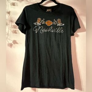 Harley Davidson Nashville Boswells women’s rhinestone black short sleeve